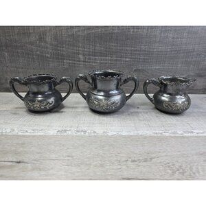 Columbia Silver Co. Quadruple Plate Mark Sugar Creamer Antique 016 3 Pcs b199